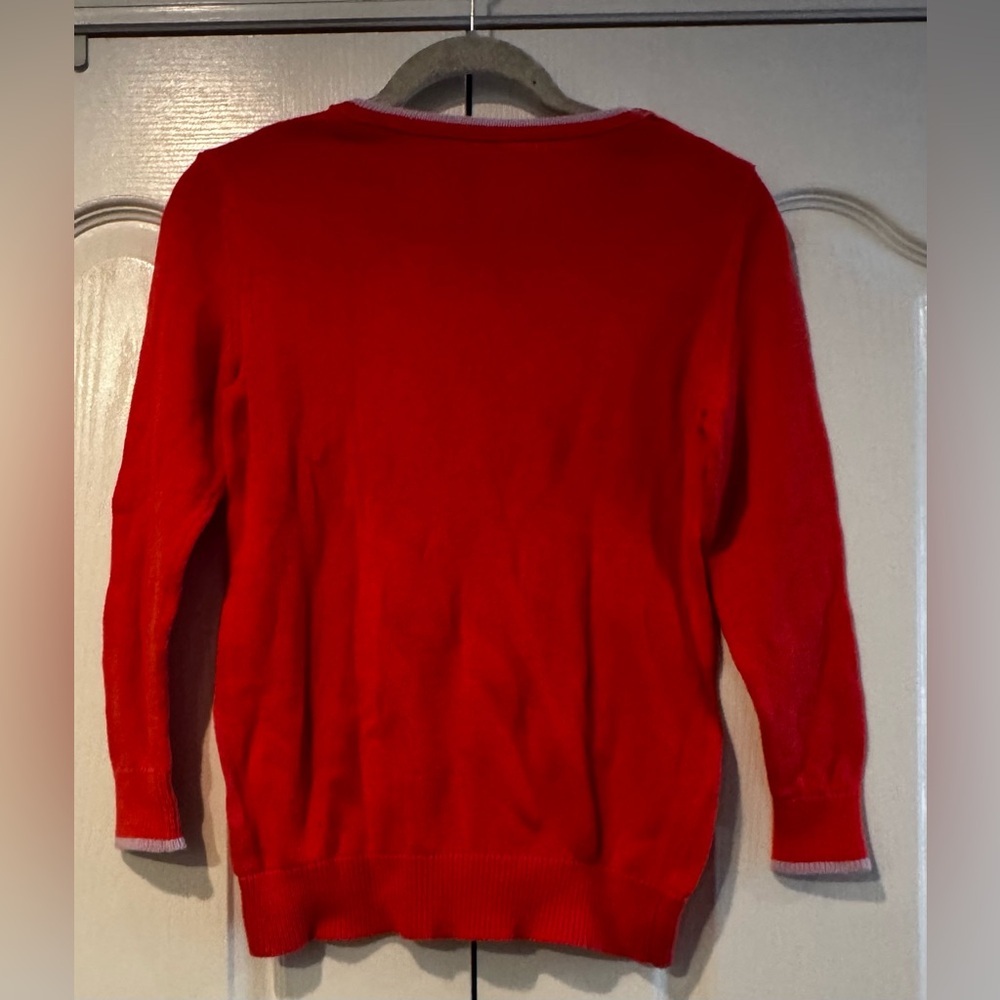 Moth by Anthropologie Coral & Lavendar Trim Crewneck Cotton Sweater - Size S - Picture 2 of 4